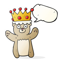 speech bubble cartoon teddy bear wearing crown