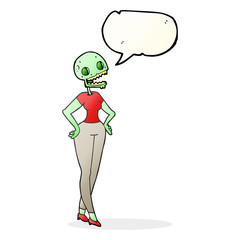 speech bubble cartoon zombie woman