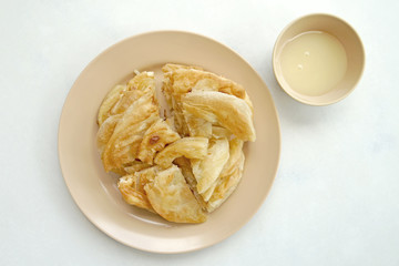 sweet dessert roti with sweetened condensed milk