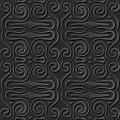 Seamless 3D elegant dark paper art pattern 047 Spiral Round Geometry
