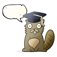 speech bubble cartoon beaver graduate