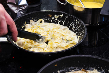 pasta tagliatelle  with mushrooms
