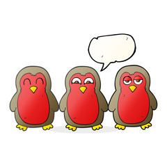 speech bubble cartoon christmas robins holding hands