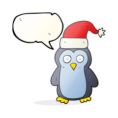 speech bubble cartoon christmas penguin