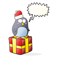 speech bubble cartoon christmas penguin