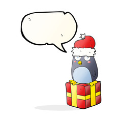 speech bubble cartoon christmas penguin