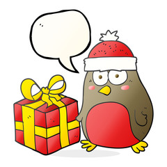 speech bubble cartoon christmas robin