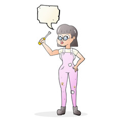 speech bubble cartoon female mechanic
