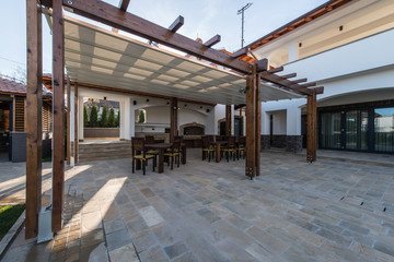 Beautiful terrace lounge with pergola - 104221616
