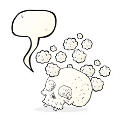 speech bubble cartoon old skull