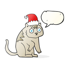 speech bubble cartoon cat wearing christmas hat