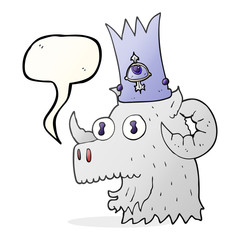 speech bubble cartoon ram head with magical crown