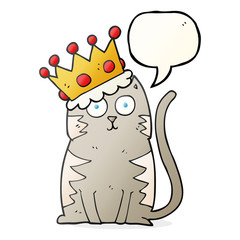 speech bubble cartoon cat with crown