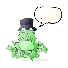 speech bubble cartoon rich frog in top hat