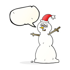 speech bubble cartoon unhappy snowman