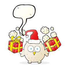 speech bubble cartoon christmas owl