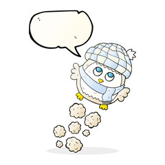 speech bubble cartoon cute little owl flying