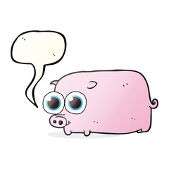 speech bubble cartoon piglet with big pretty eyes