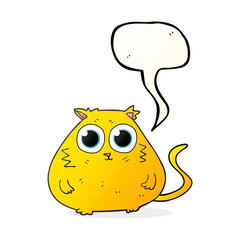 speech bubble cartoon cat with big pretty eyes