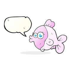 funny speech bubble cartoon fish with big pretty eyes