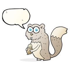 speech bubble cartoon angry squirrel with nut