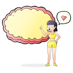 speech bubble cartoon gym woman