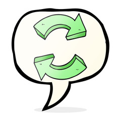 speech bubble cartoon recycling arrows