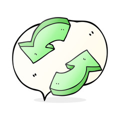 speech bubble cartoon recycling arrows