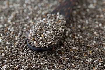 chia seeds onw ooden surface