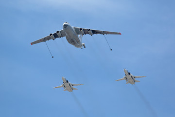 Refueling aircraft in the sky