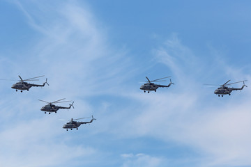 Helicopters in the sky