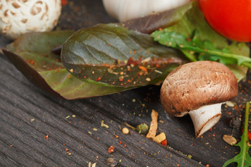 vegetables on a wooden table