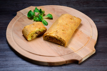 Homemade steak pie ready to eat