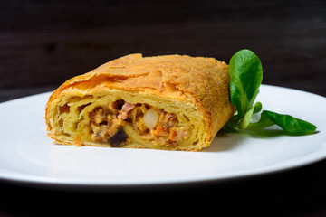 Homemade steak pie ready to eat