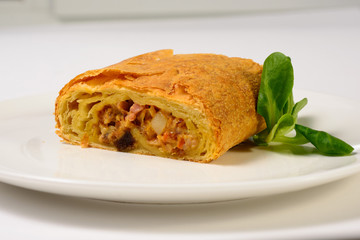 Homemade steak pie ready to eat