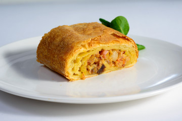 Homemade steak pie ready to eat