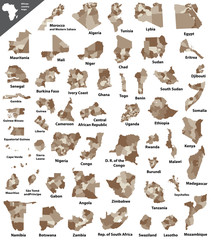 African countries maps vector set