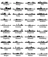 Fotobehang european cities slylines silhouettes vector collection © brichuas