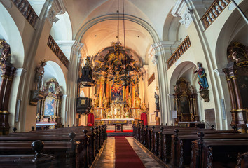 Fototapeta na wymiar Interior of Holy Trinity Church in Graz, Austria