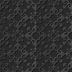 Seamless 3D elegant dark paper art pattern 059 Arrow Cross Geometry
