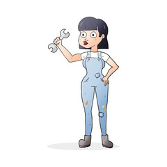 cartoon mechanic woman