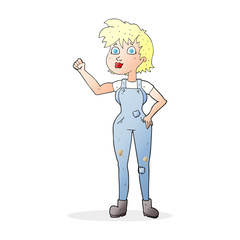cartoon confident farmer woman