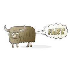 cartoon hairy cow farting