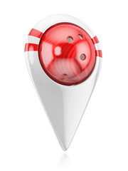 Red bowling ball in the pointer