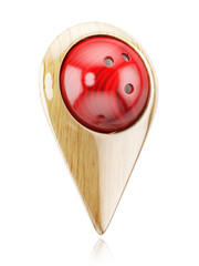 Red bowling ball in the pointer