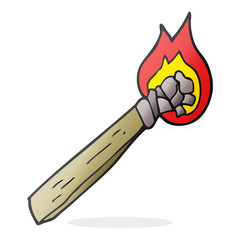 cartoon burning wood torch
