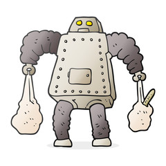 cartoon robot carrying shopping