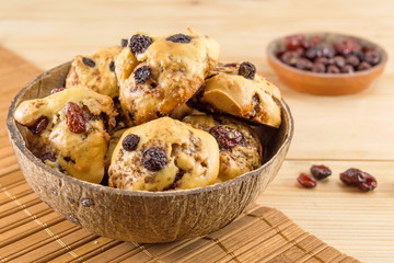 Homemade cookies with aronia and cranberries