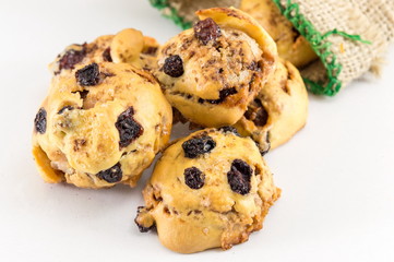Homemade cookies with aronia and cranberries