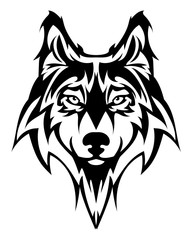 Beautiful albino wolf tattoo.Vector wolf's head as a design element on isolated background